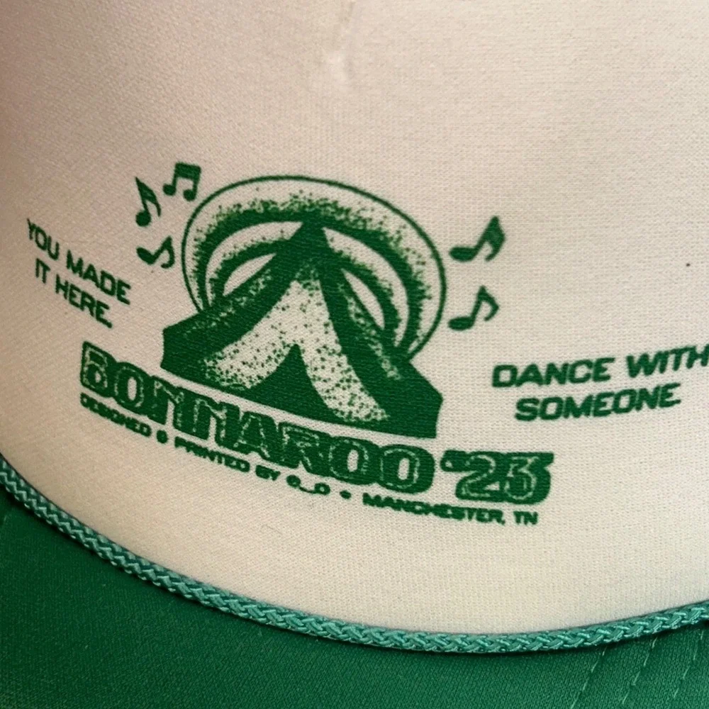 Bonnaroo '23 Dance With Someone Mens Green Otto Trucker Hat Snapback OSFM